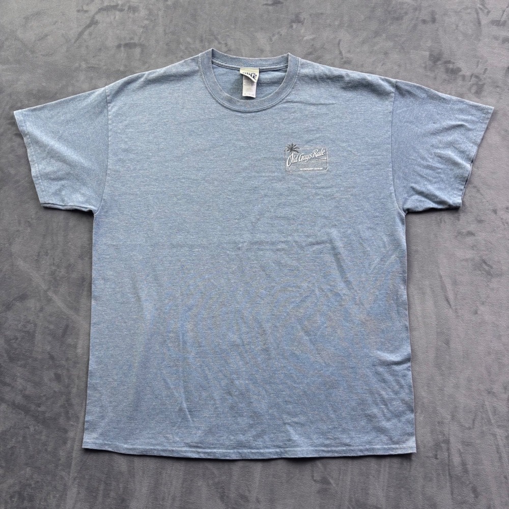 Old Guys Rule Shirt Mens XL Blue On Permanent Vacation Graphic Tee Short Sleeve
